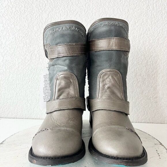 Lane Dustoff Women’s Western Boots Gray Moto Harness Zip Ankle Size 8 - Picture 5 of 11